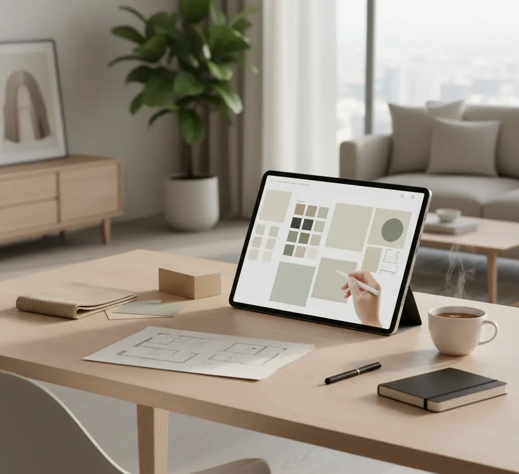 Helle minimalistische Wohnküche